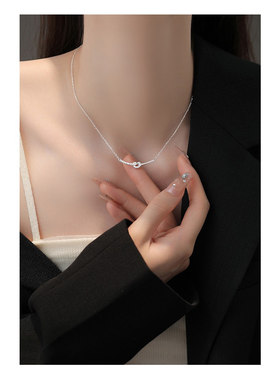 999纯银微笑绳结项链女ins高级感