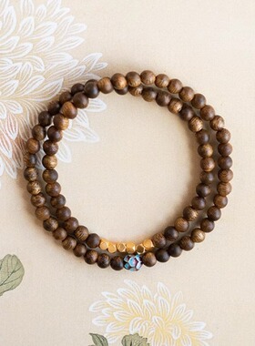 天然奇楠沉香手串双圈小米珠手链