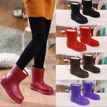 Male and female rain shoes carwash Eva integrated in cylinder snowy boots kitchen waterproof and warm non-slip water shoes gapped cotton glue shoes