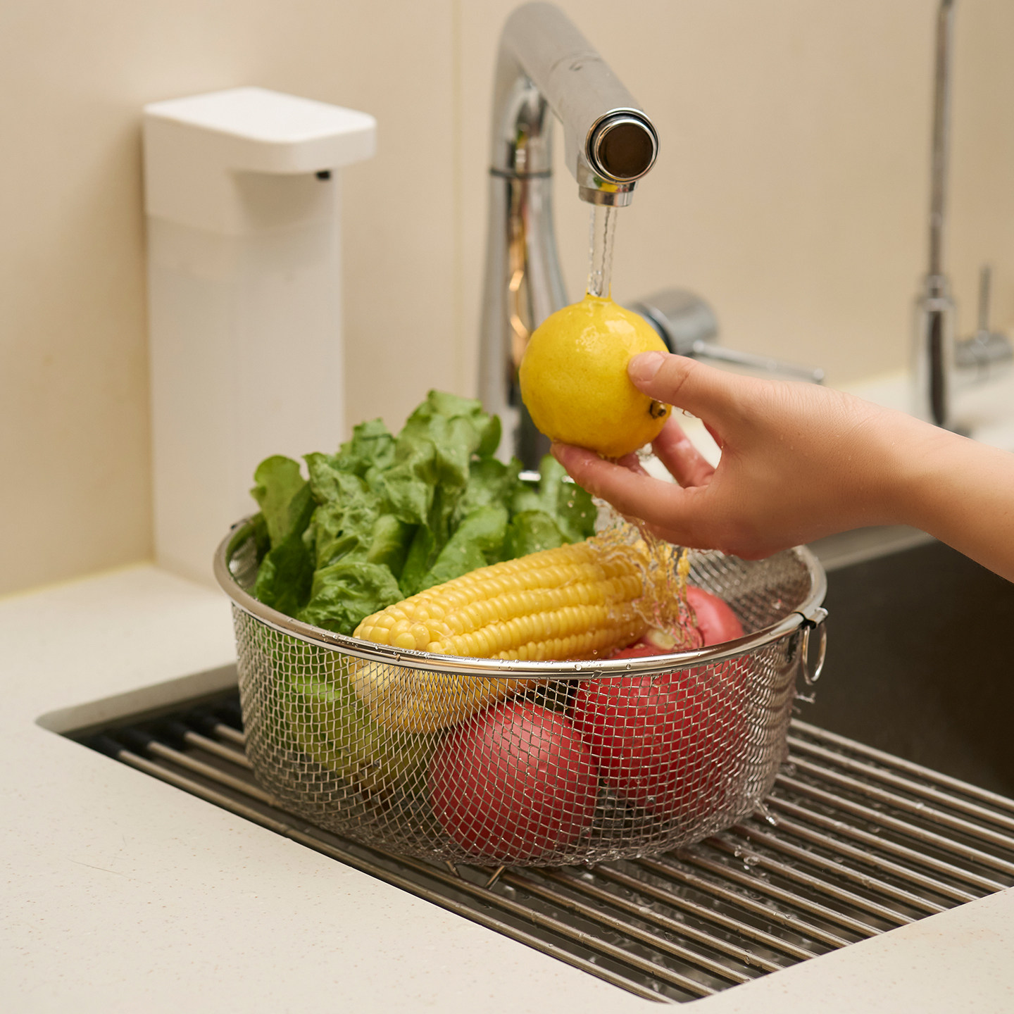 肆月 油炸滤油沥水篮沥油篮家用厨房多功能304不锈钢双耳盘沥水网,淘宝优惠券,粉丝福利购,淘宝优惠卷