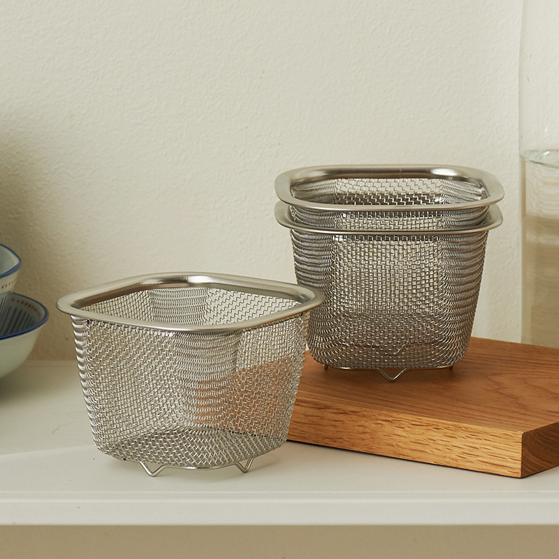 肆月方形不锈钢沥水篮厨房过滤网碗洗米杯洗水果神器控油炸碗漏盆,淘宝优惠券,粉丝福利购,淘宝优惠卷