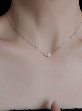 925纯银项链女2024年两颗大小颈链轻奢小众设计高级感锁骨链