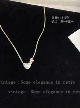 时尚轻奢满钻锆石爱心蝴蝶结项链超闪气质百搭高级感小众锁骨链女