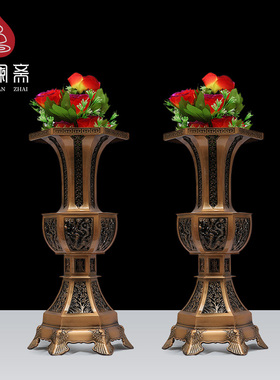 合金五供摆件居家供佛花瓶祠堂佛前供具烛台佛具用品大全