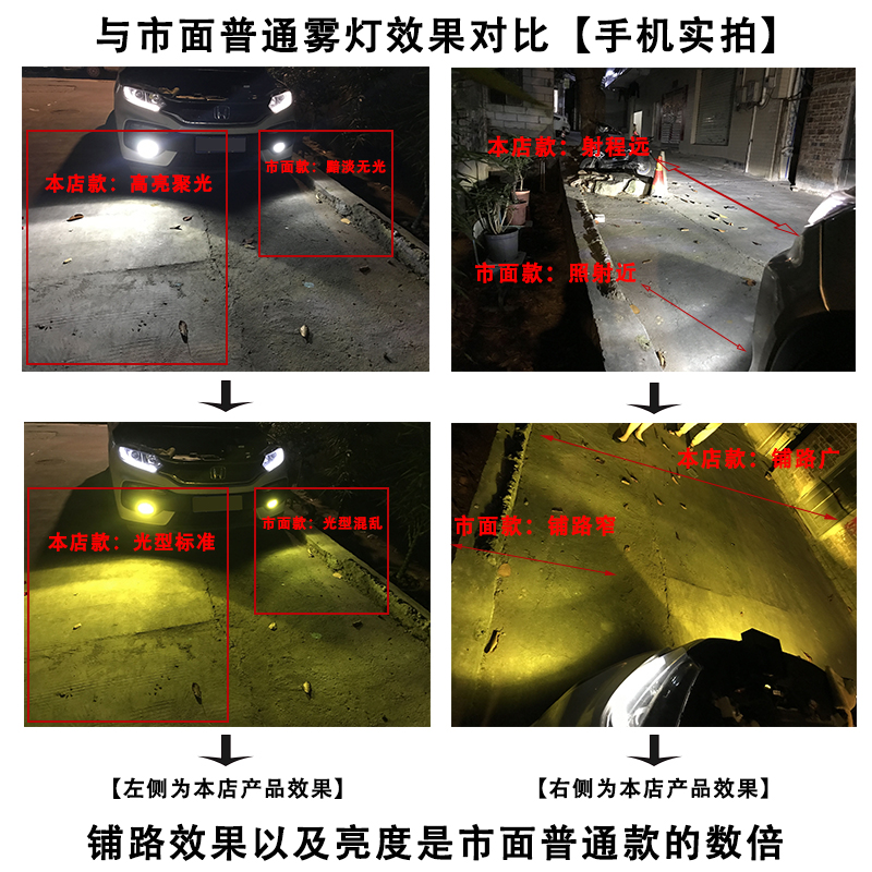 汽车LED前雾灯H11三色黄金光H8双色超亮9006改装青柠檬黄金眼灯泡-图1