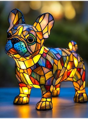 Dog Series Resin Ornaments Led Night Light Art Animal Statue