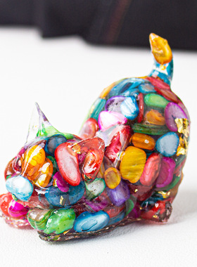 Natural Crystal Gravel Glue Dropping Tail Cat Kitten Office