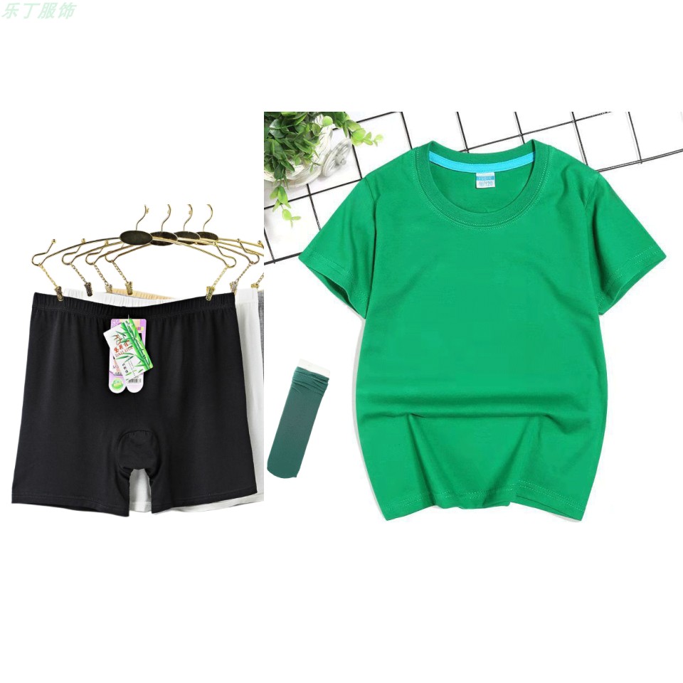 儿童女练功服六一少儿舞蹈演出服彩色糖果纯色短袖T恤舞蹈服 - 图3