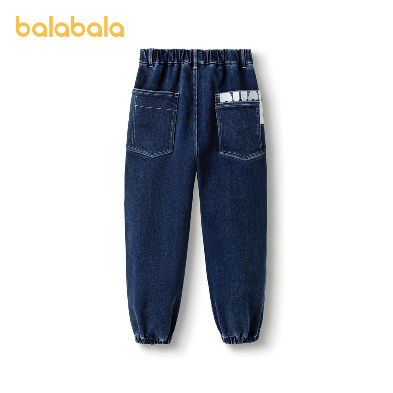 巴拉巴拉童装儿童裤子男童冬季牛仔裤长裤加绒保暖休闲复古时尚潮 - 图1
