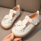 Детские туфли для принцессы, обувь для кожаной обуви для раннего возраста с бантиком, из натуральной кожи, мягкая подошва