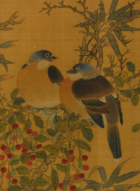 北宋易元吉果熟双禽图宋画花鸟