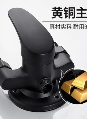 黑色明装冷热水龙头淋浴花洒套装浴室卫生间明管洗澡喷头混水阀