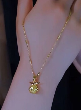 钛钢竹节链条新款磨砂苹果项链