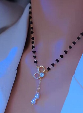 蝴蝶结流苏珍珠项链2026年新款