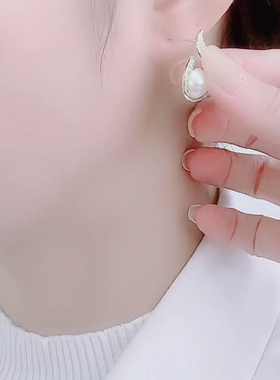 一生钟爱珍珠耳环女银针贝珠耳饰