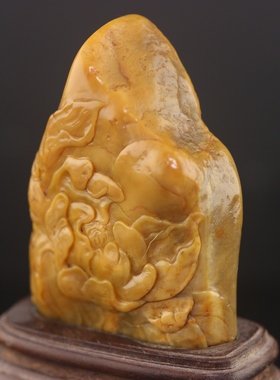 昌化田黄石牡丹花开富贵古典手工玉石雕刻艺术收藏礼品直销寿山石