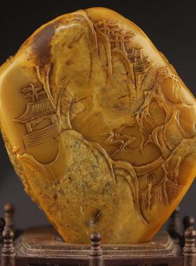 昌化田黄石冻高仕图摆件