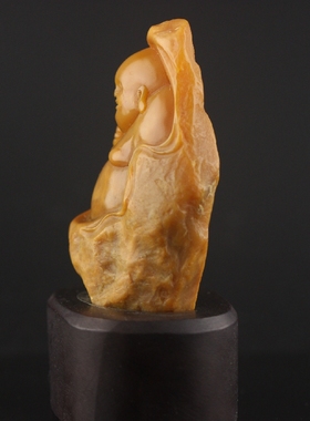 老挝田黄石古玩手工艺术风弥勒佛