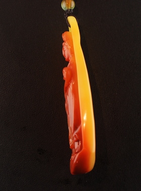 老挝红黄芙蓉石观世音菩萨吊坠玉石文玩收藏古风项链首饰玉佩礼品