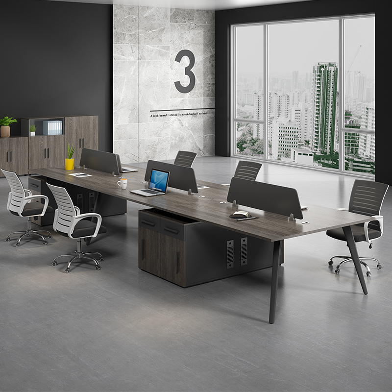 职员办公桌4人位简约现代屏风电脑工位隔断4/6卡座办公室桌椅组合 - 图0