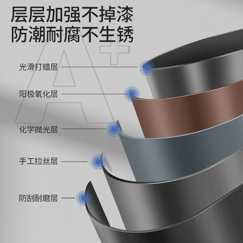 枪灰色毛巾架免打孔304不锈钢浴巾置物架卫生间浴室五金挂件套装 - 图2