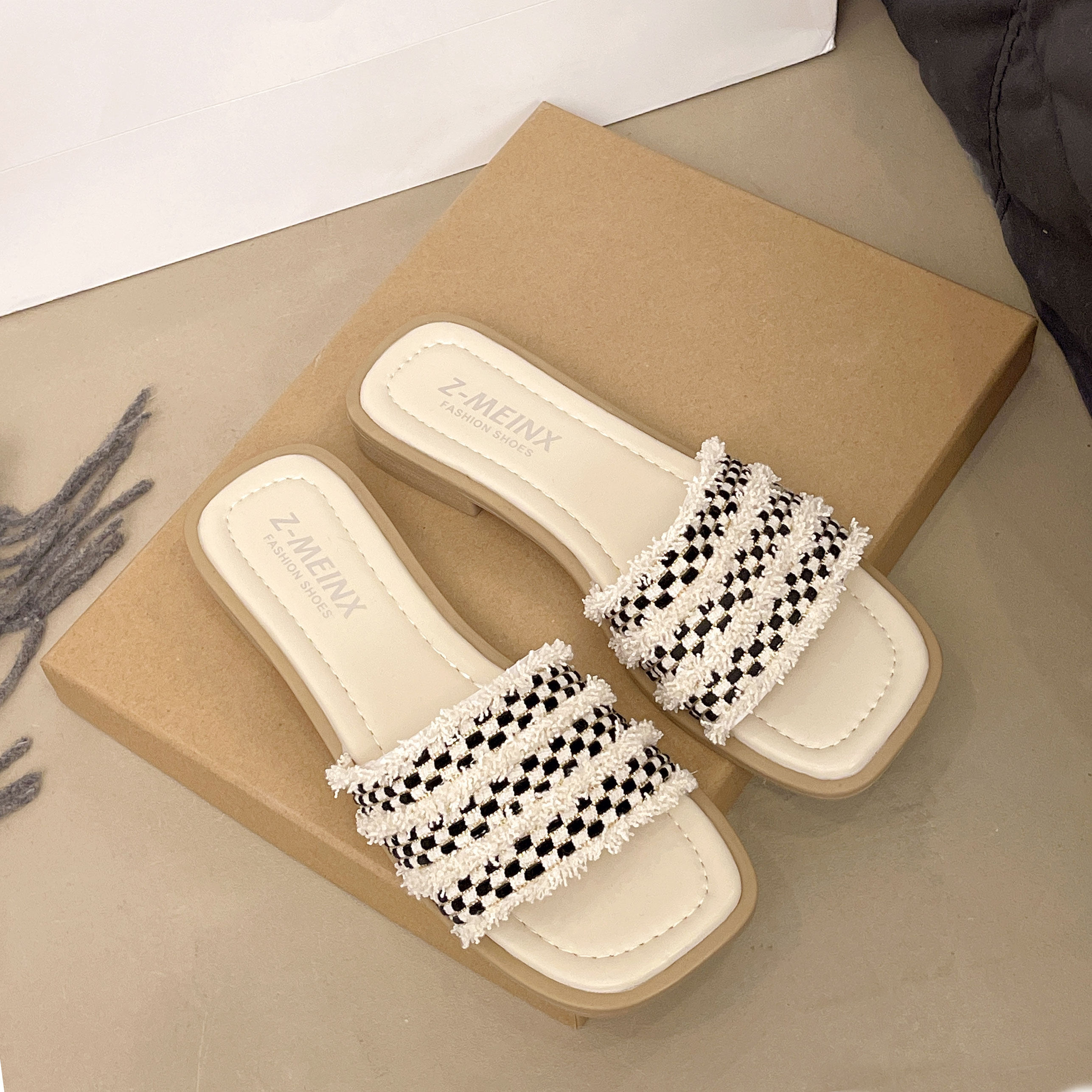 波西米亚小香风平底低跟凉拖鞋女外穿夏天女休闲绝美配裙子一字拖,淘宝优惠券,粉丝福利购,淘宝优惠卷