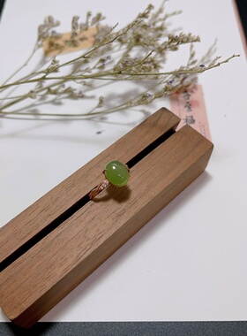 玖紫 925银和田碧玉戒指 和田玉戒指