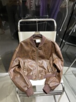 Design sensation retro curry PU leather Locomotive Baseball Leather Clothing Women Fall New Sweet and Skinny Jacket Jacket
