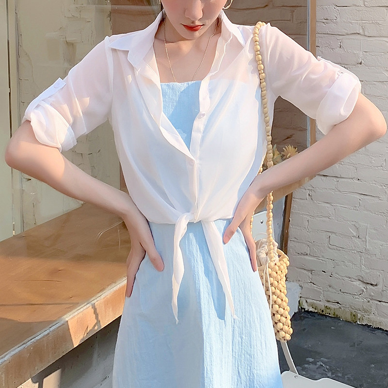 雪纺夏季小披肩配裙子五分袖空调衫 捷音菲蕾丝衫/雪纺衫