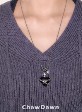 黑檀木桃心系列长款毛衣链