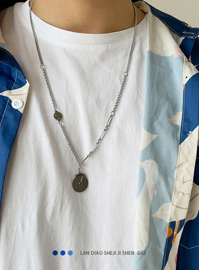 可转动小众数字钛钢朋克风毛衣链