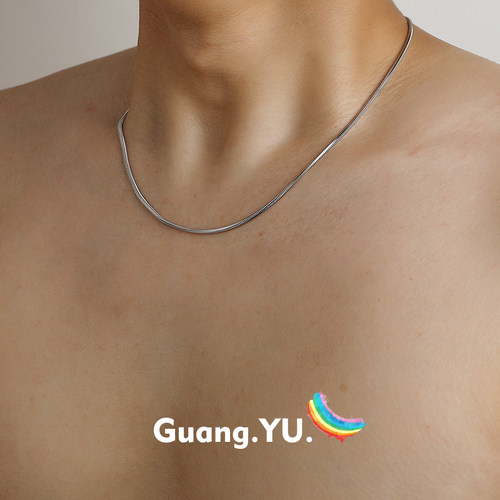 GuangYu简约气质银色蛇骨链男小众钛钢细项链女锁骨链百搭素链子 - 图0