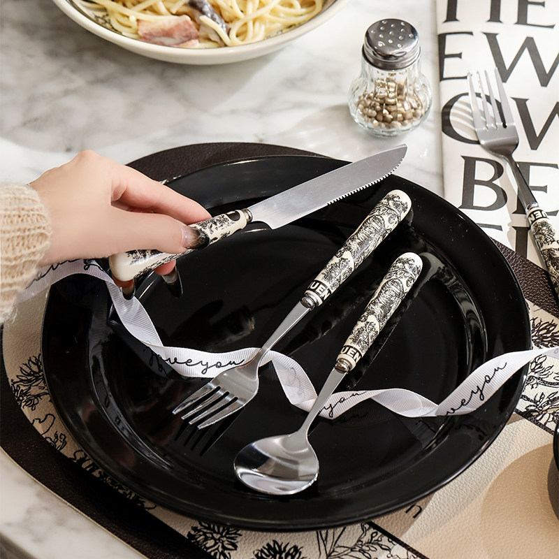 漫时光法式复古西餐餐具套装牛排专用刀叉勺三件套不锈钢轻奢高级,淘宝优惠券,粉丝福利购,淘宝优惠卷