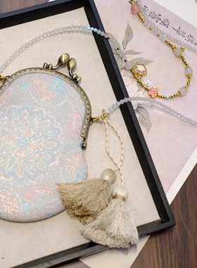 新中式玉髓石小清新葫芦包手工复古斜挎包长款国风多用链民族