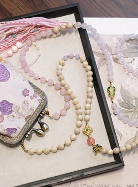 新中式国风长款斜挎包包链斜挎链背背链项链的玉佩纯手工气