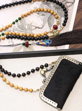 原创设计新中式项链女国风旗袍配饰珍珠长款斜挎链串珠项链斜挎