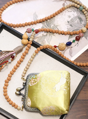 新中式国风长款文玩斜挎包包链金刚星月菩提斜挎链背背链项链