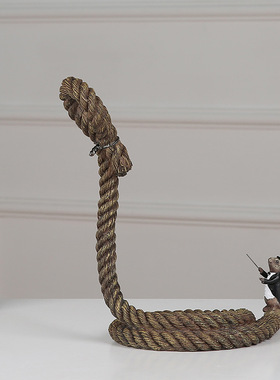 七品屋 欧式创意悬浮绳子红酒架摆件酒柜装饰品摆设树脂