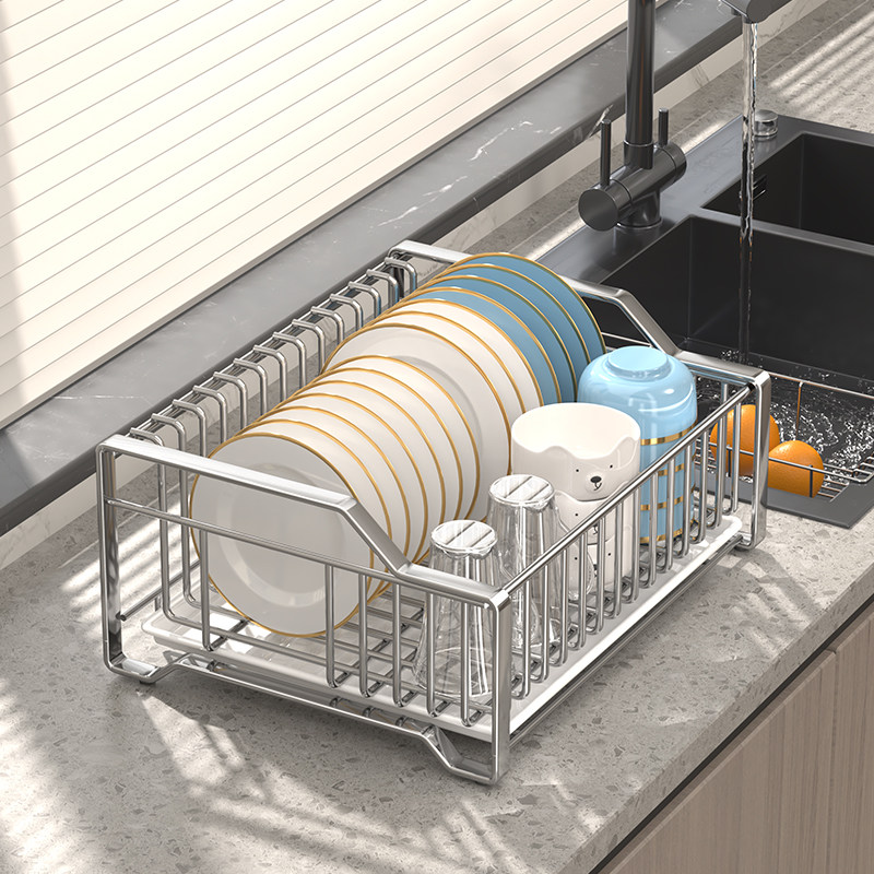 碗碟收纳架不锈钢碗架碗盘沥水架篮厨房家用放碗筷碟子盘子置物架