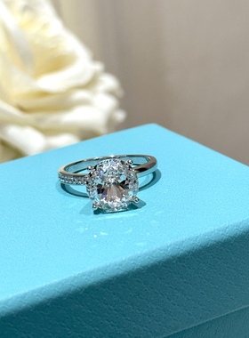 经典四爪单钻戒指三克拉女戒通体925纯银简约婚戒珠宝级高碳钻