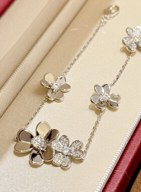 三叶草手链通体925纯银镀金五花女欧美风范气质女神潮流明星同款