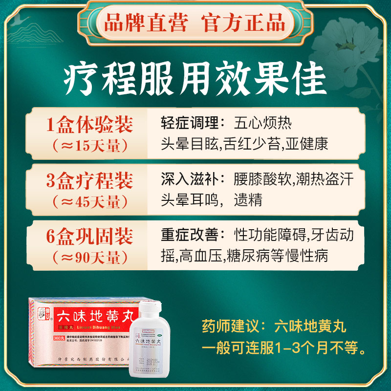 3盒仲景360肾虚男六味地黄地丸 仲景药品健脾益肾