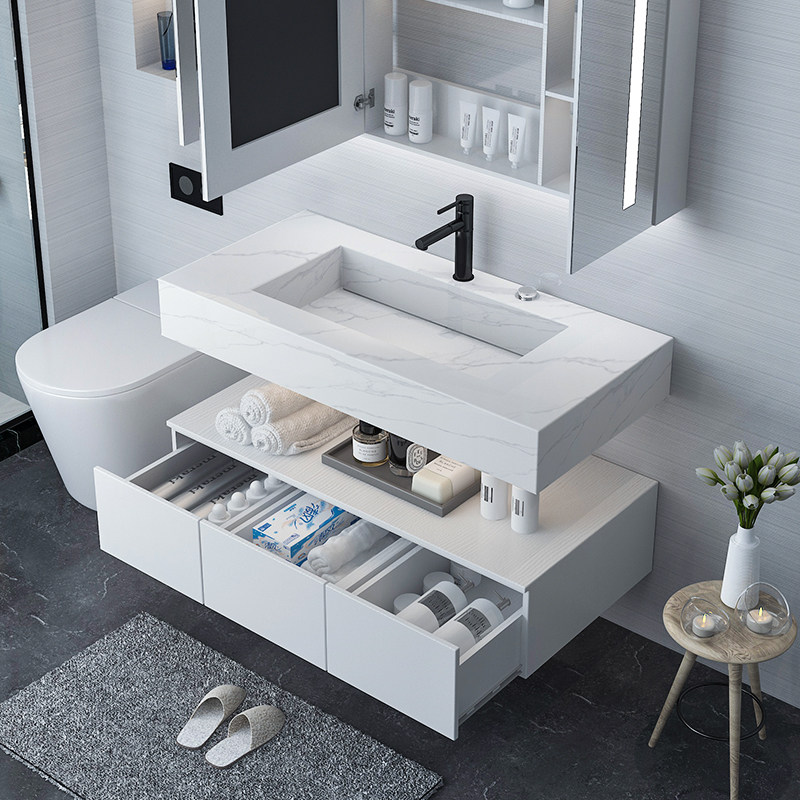 法安思岩板一体盆洗漱台轻奢柜 法安思卡威德朗浴室柜组合