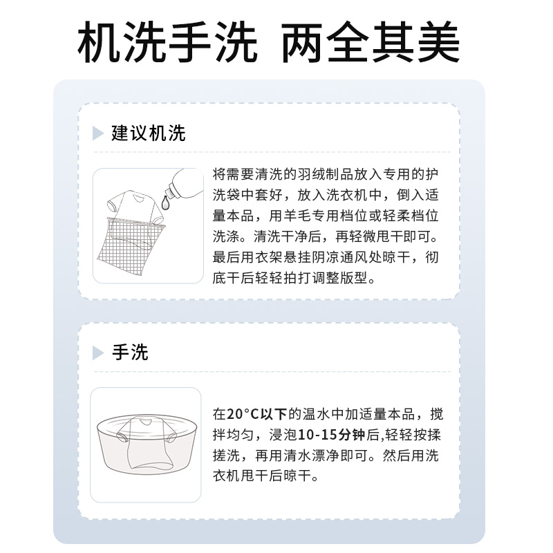 羽绒服洗涤剂水洗机洗专用去污蓬松家用中性棉服洗衣液清洗清洁剂-图3