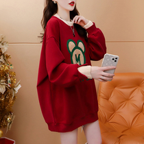 Glint thickened pregnant womens necropolis for winter clothing semi-high collar fake two large code womens length loose breast-feeding blouses