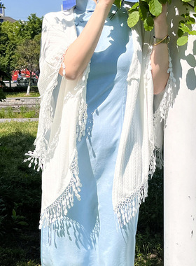 夏季新款流苏披肩旗袍外搭高级感千金风遮肉复古日常防晒开衫女薄