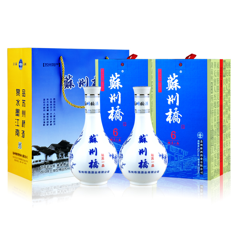 苏州桥姑苏一品浓香型白酒 42度固态法酿造粮食酒整箱装500mL*6瓶