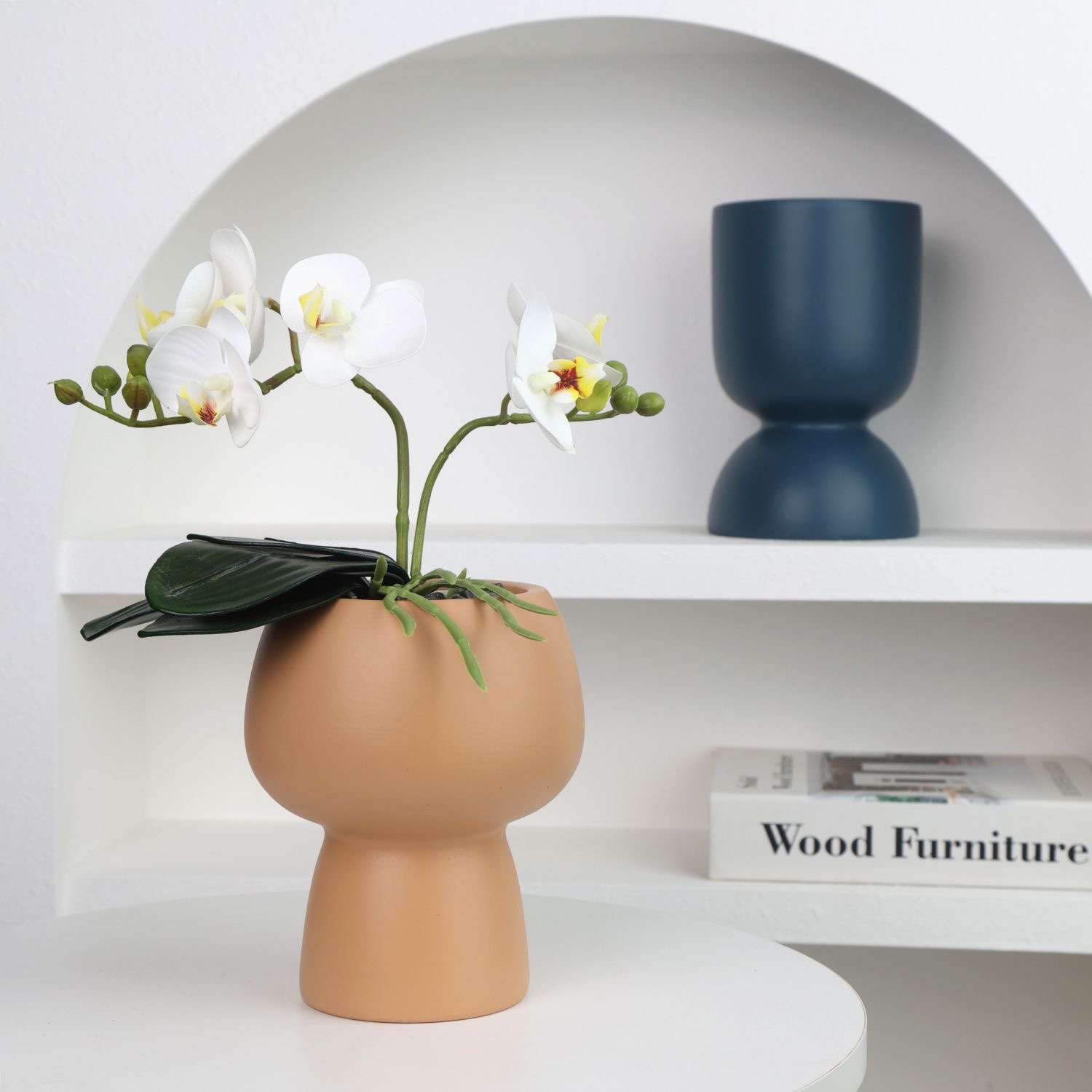 创意高档陶瓷花盆托盘高脚兰花蝴蝶兰风信子绿植花卉透气网红陶盆 - 图2