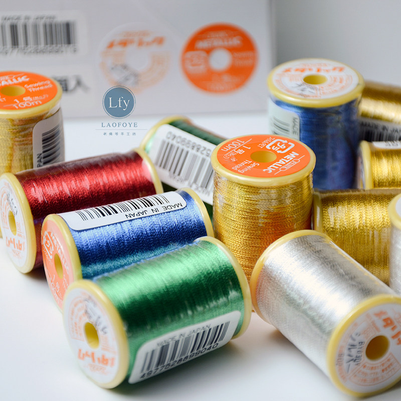 法式刺绣 日本富士克金银线 钩珠线 法式钩针专用金属线100米 5色 - 图0