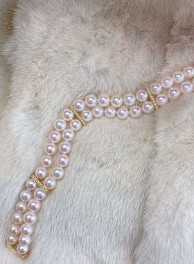 18k日本极光海水珍珠金钻石手链